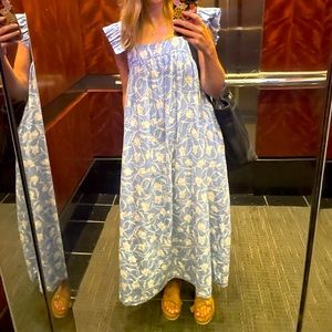 Blue floral maxi dress with pockets